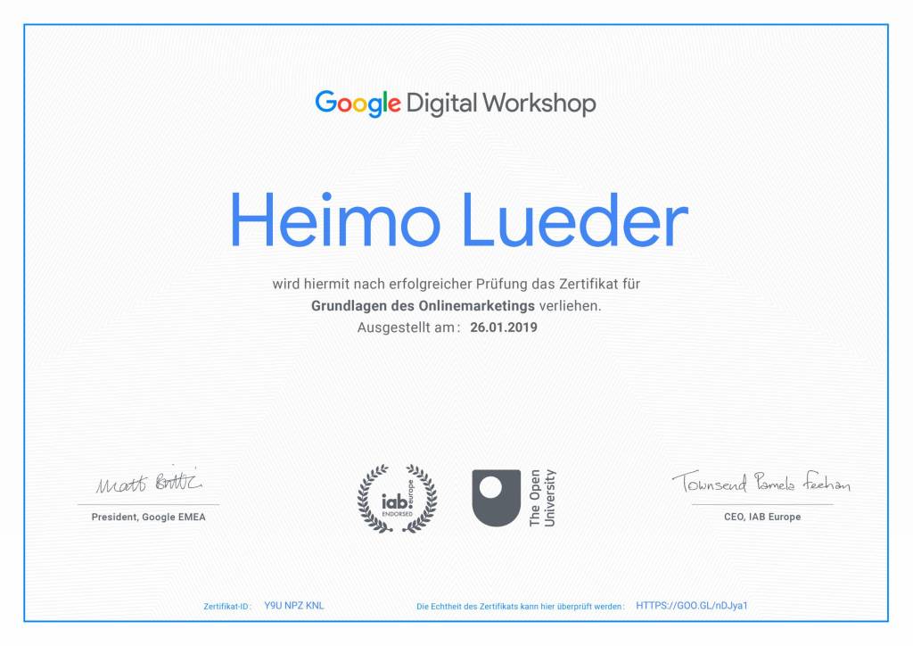 Google-Zertifikat-Heimo-Lueder