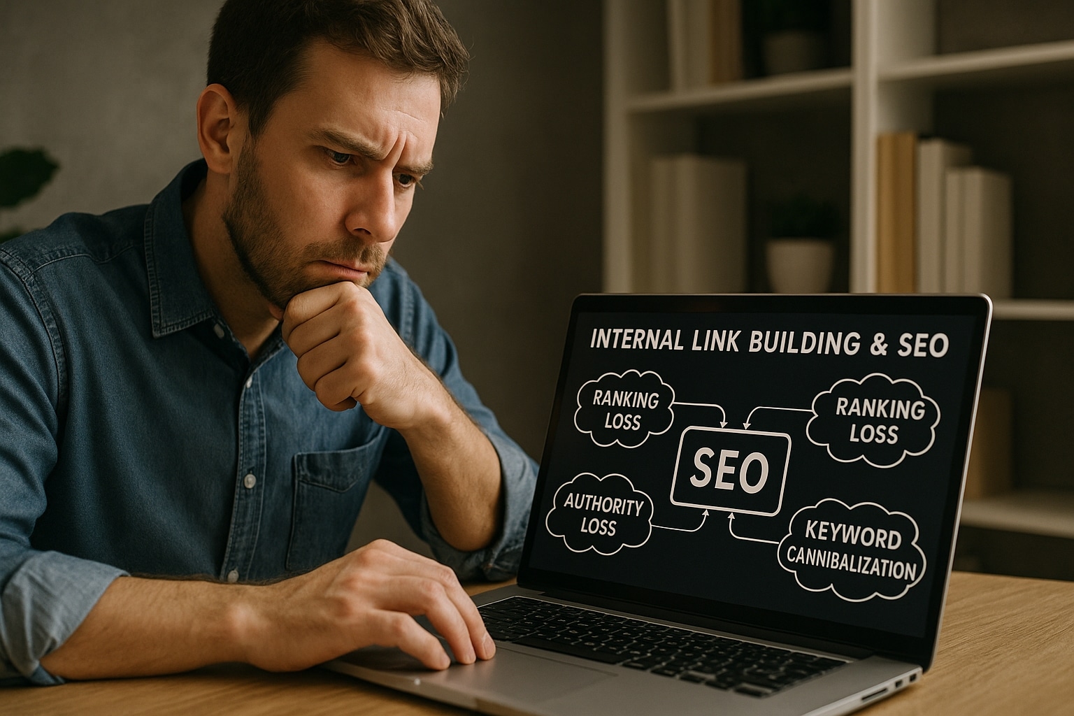 Internes Linkbuilding – strategische Verteilung von Linkkraft auf einer Website, dargestellt als vernetzte Seitenstruktur